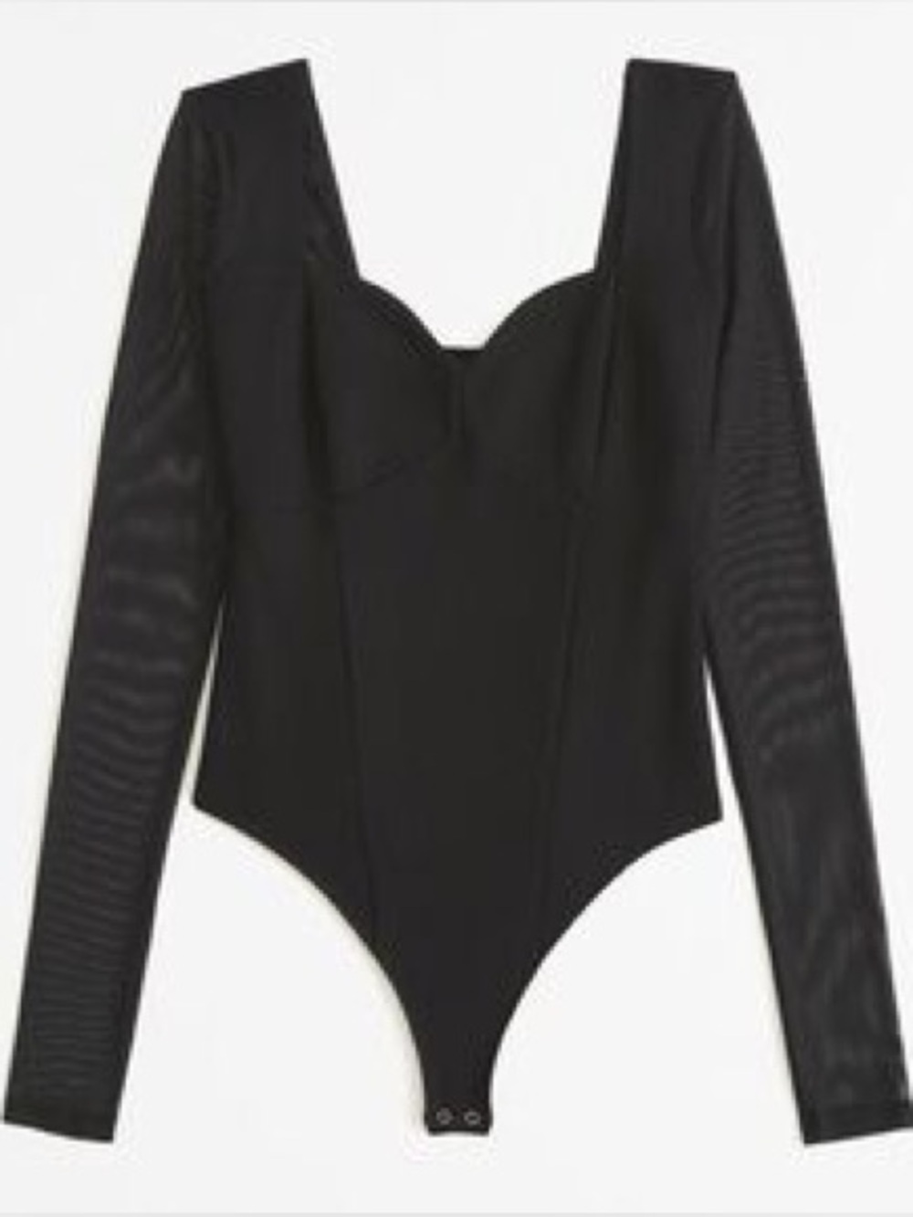Abercrombie & Fitch black mesh long sleeve sweetheart neckline bodysuit XXS